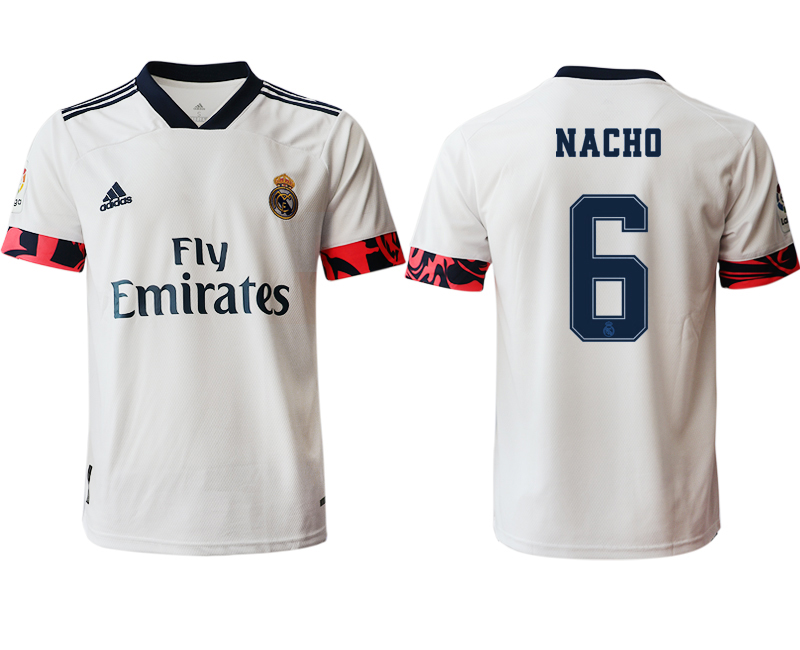 Men 2020-2021 club Real Madrid home aaa version #6 white Soccer Jerseys2->customized soccer jersey->Custom Jersey